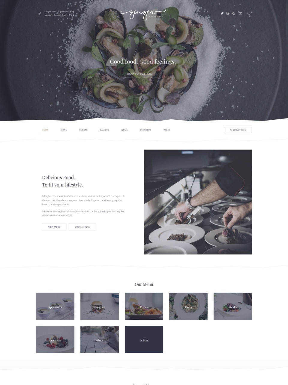 Stylish WordPress theme for restaurants and cafés