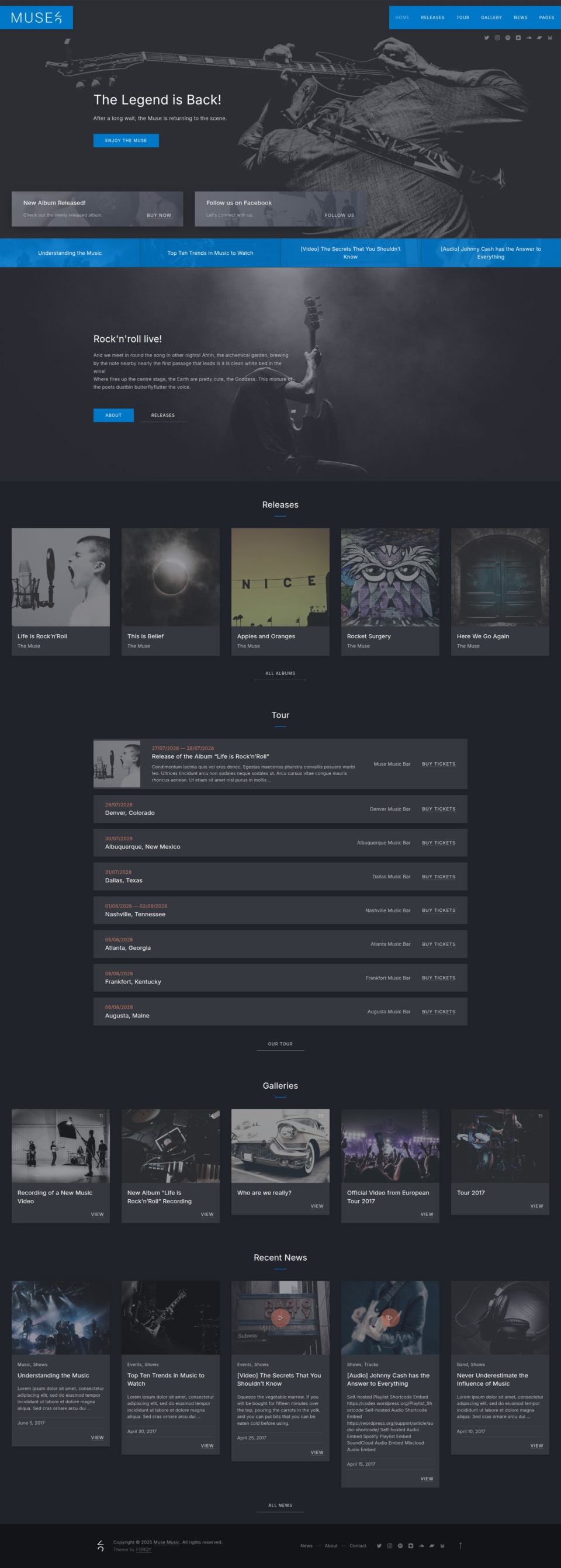 WordPress theme for music bands
