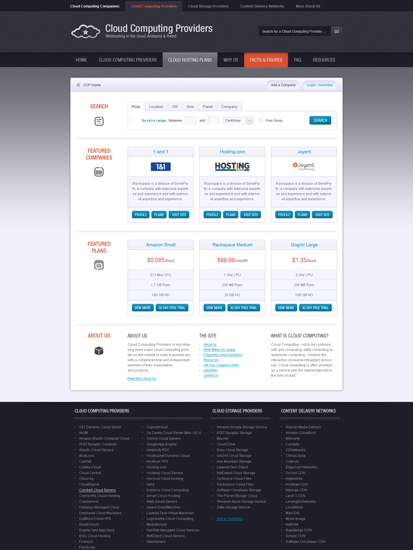 Cloud Providers Comparison Platform Web Design
