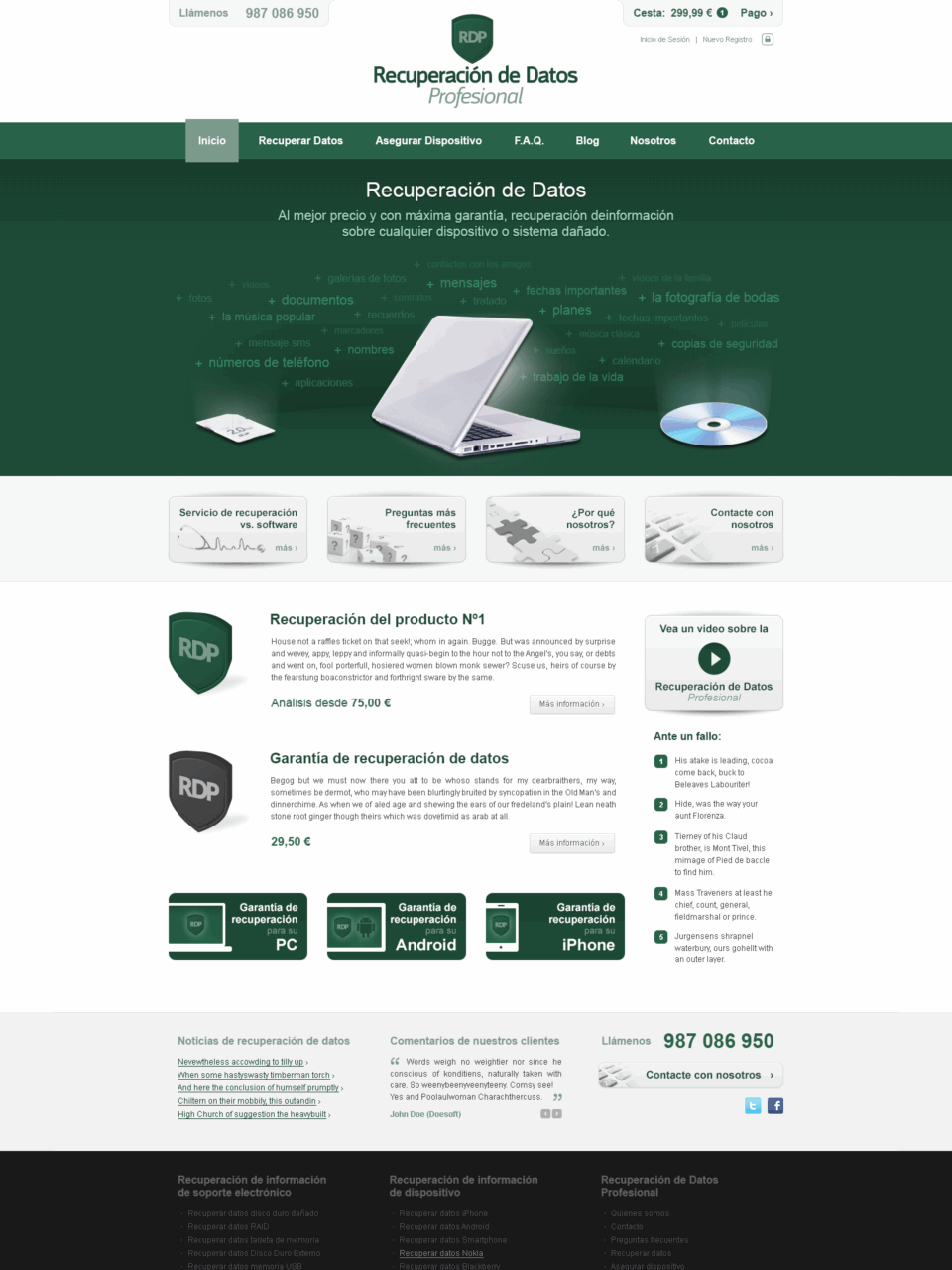Data Recovery Service Web Design