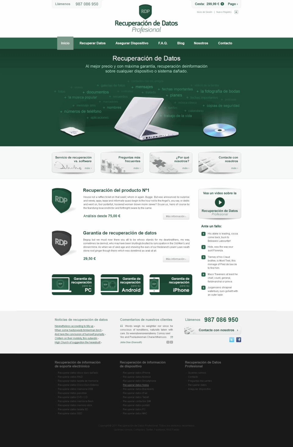 Data Recovery Service Web Design