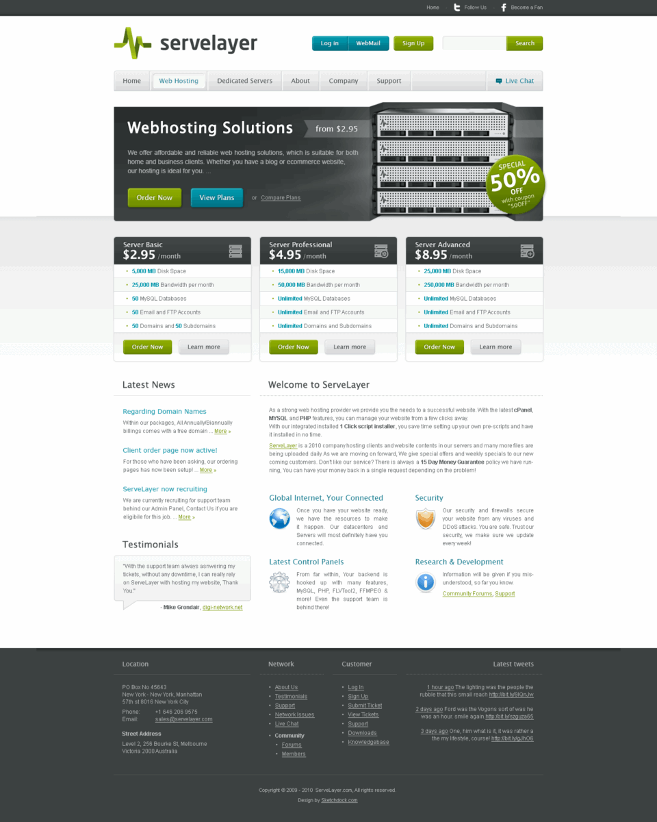 Hosting Provider Web Design