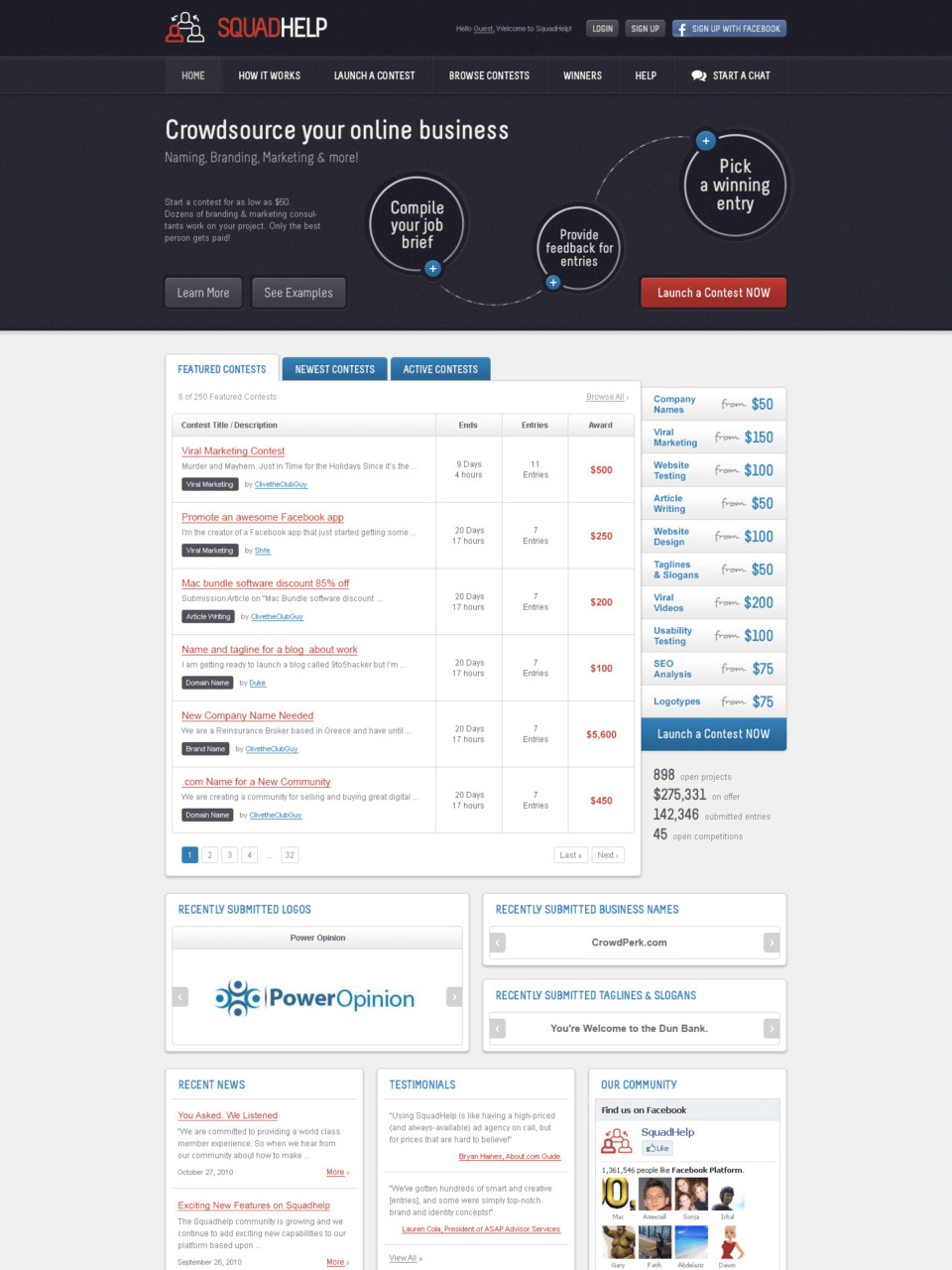 Creative Platform for Freelance Contests Web Design