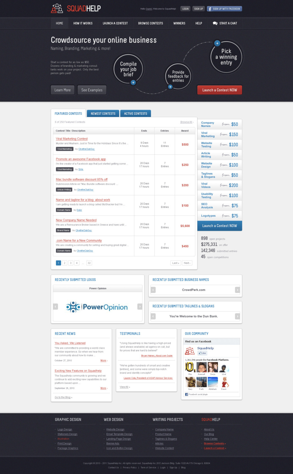 Creative Platform for Freelance Contests Web Design