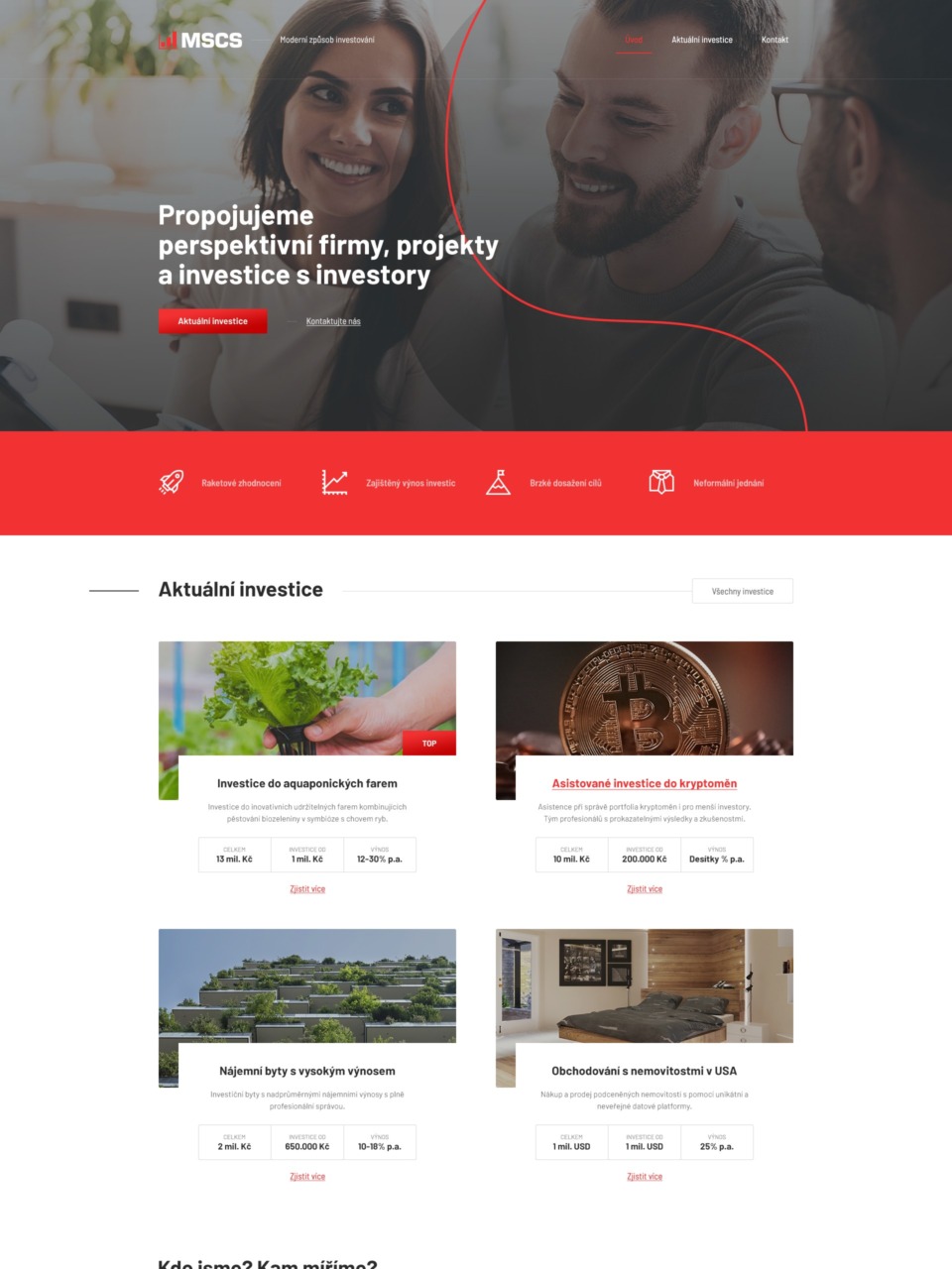 Investment Project Showcase Web Design & Development with WordPress