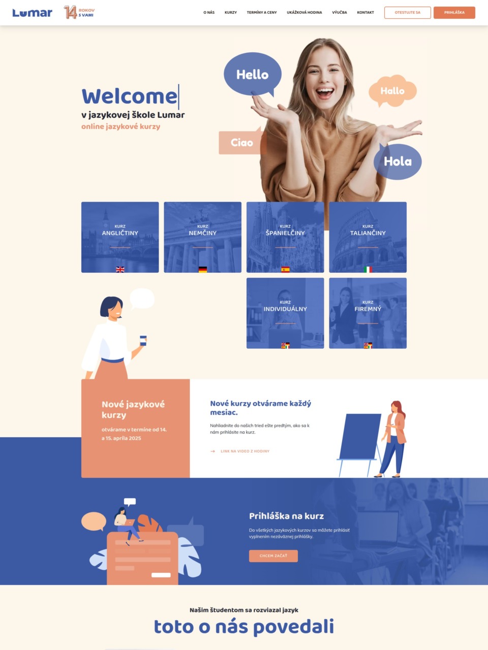 Online Language School Web Development with WordPress