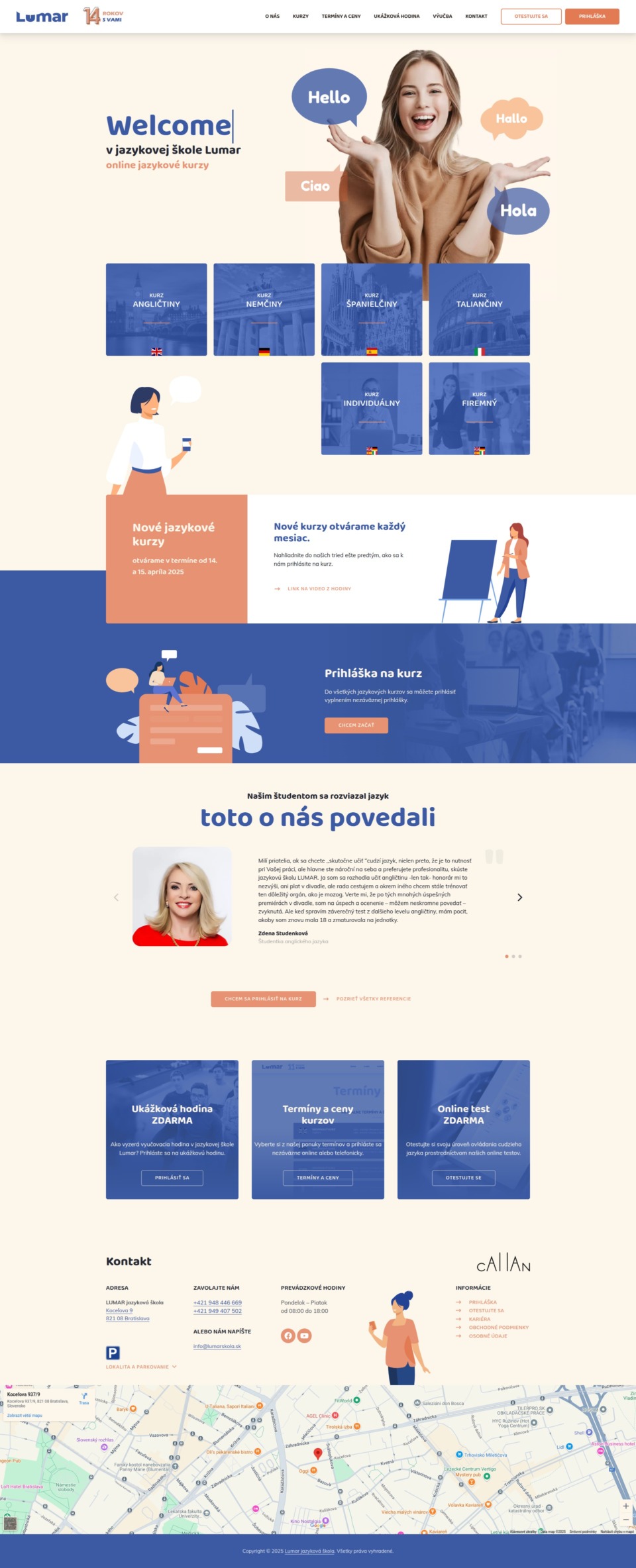 Online Language School Web Development with WordPress