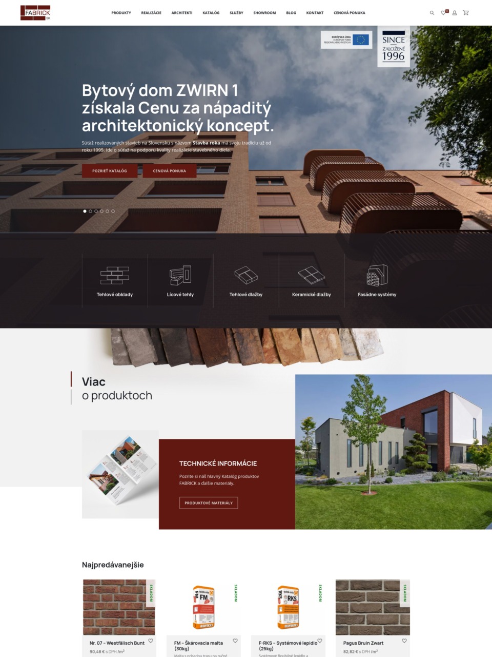 Online Store for Brick Facades Web Development with WordPress