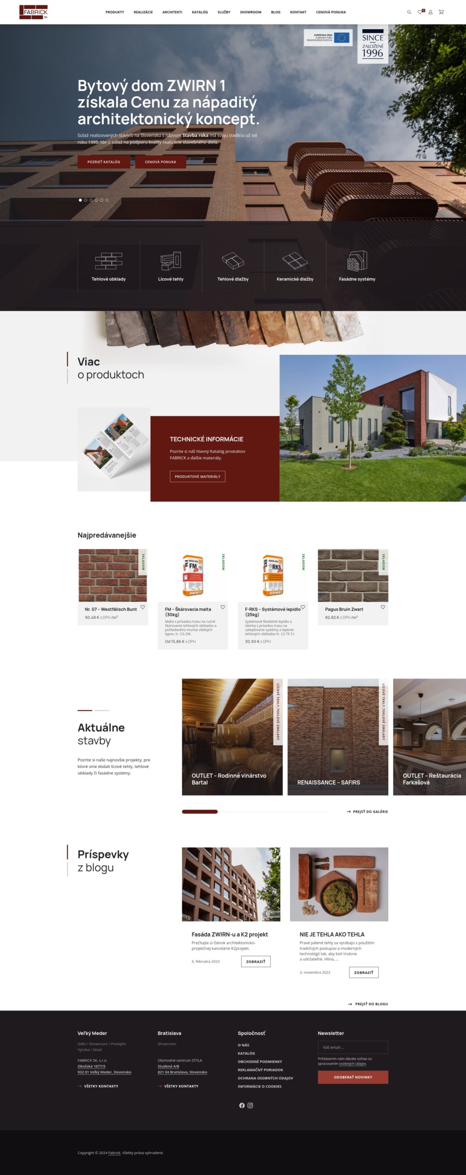 Online Store for Brick Facades Web Development with WordPress