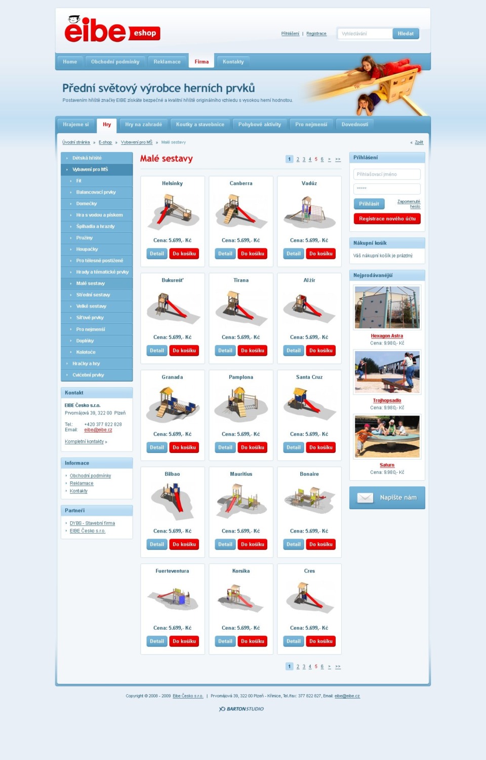 Playground Equipment Catalog Website Design